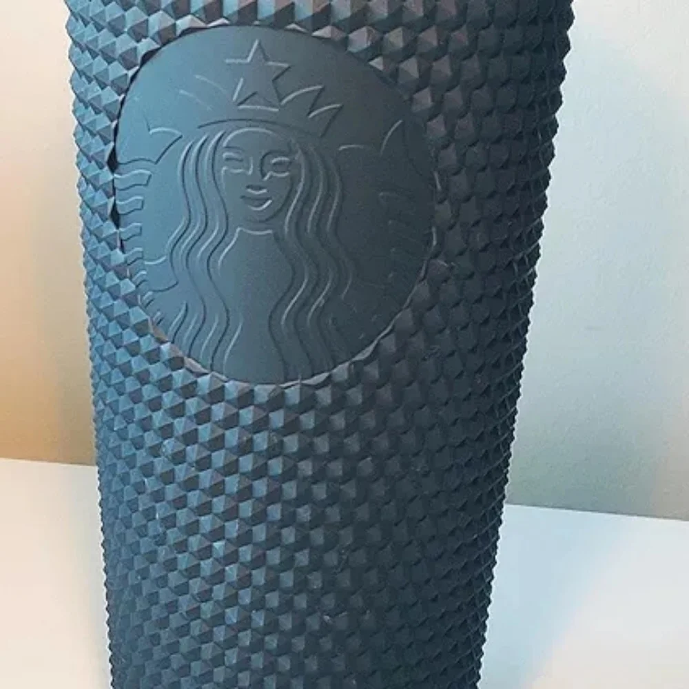 Starbucks Venti Tumbler Studded Matte Black Diamond Rubberized Cold Cup 24oz
